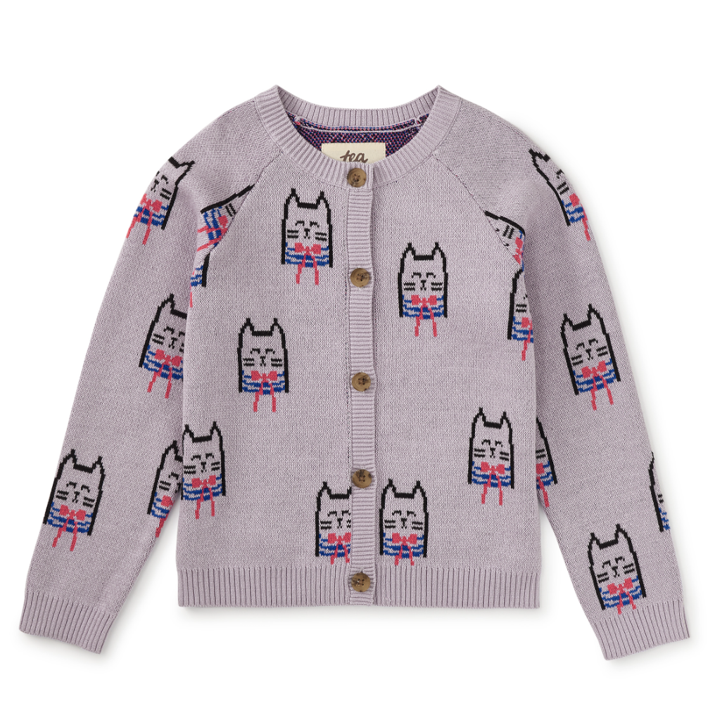 Tea Collection Iconic Bowtie Cats Cardigan  Bowtie Cats