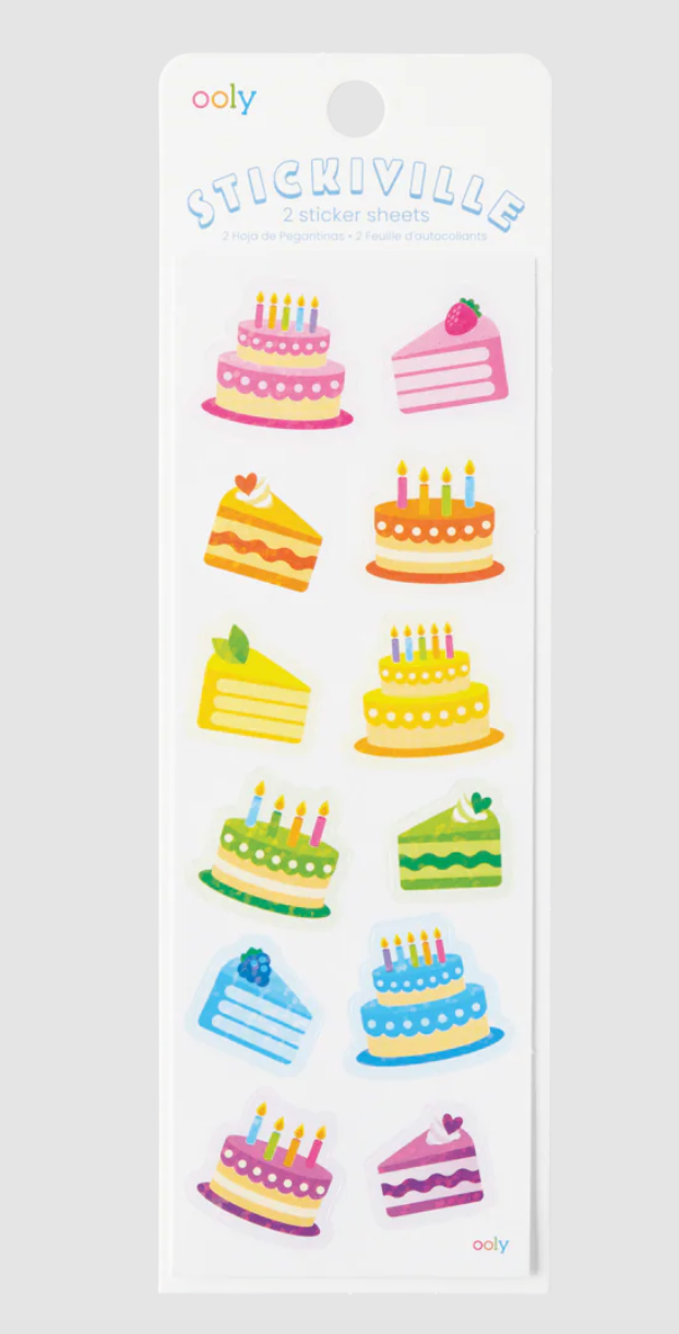 Ooly Stickiville Skinny Stickers Birthday Cakes 2 Sheets