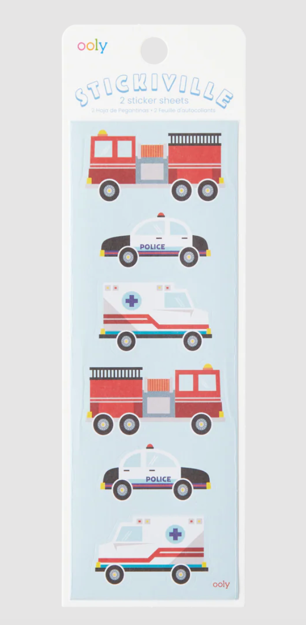 Ooly Stickiville Skinny Stickers Helping Vehicles 2 Sheets