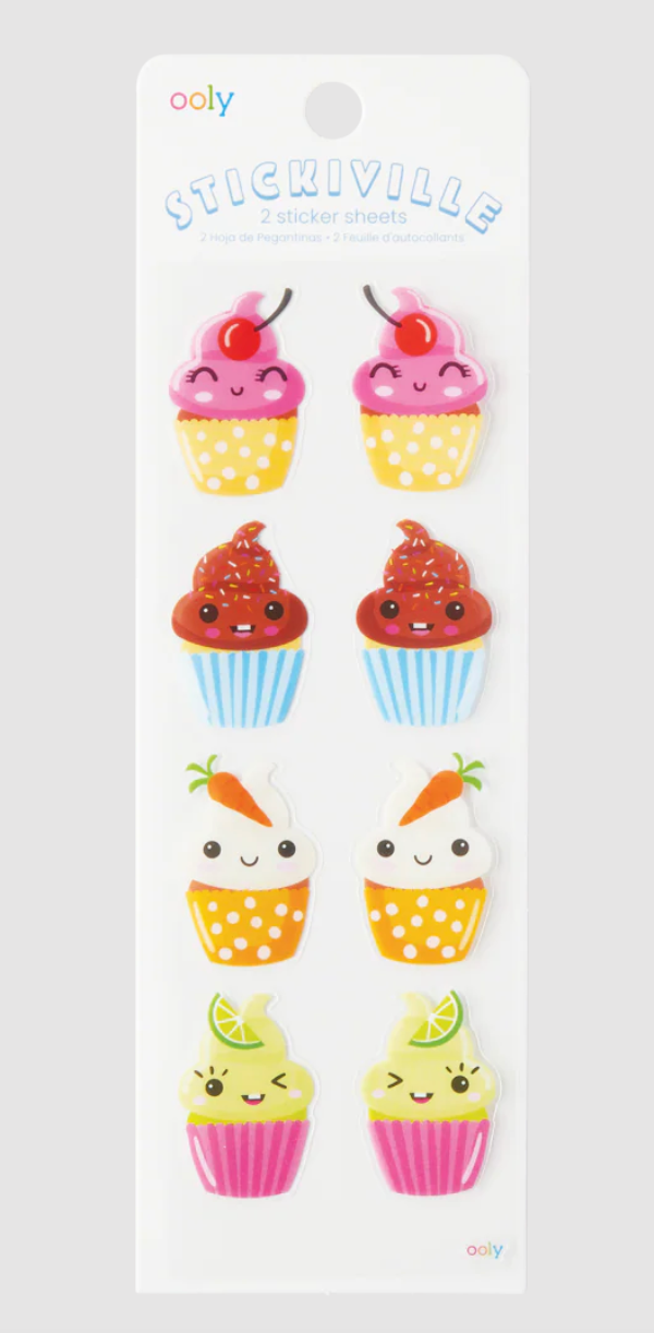 Ooly Stickiville Skinny Stickers Happy Cupcakes 2 Sheets