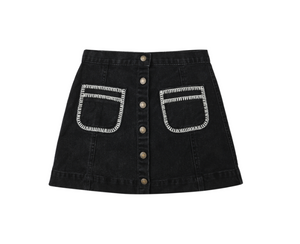 Rylee + Cru Denver Mini Skirt Washed Black