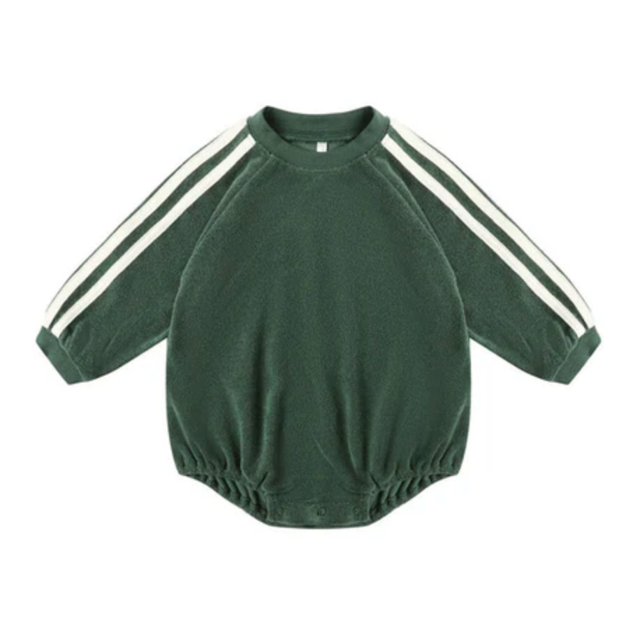 Rylee + Cru Crewneck Romper Green