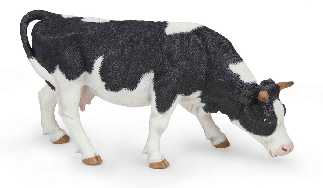 Papo France Black and White Grazing Cow