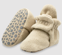 Load image into Gallery viewer, Zutano Cozie Fleece Gripper Bootie Khaki Size 12M
