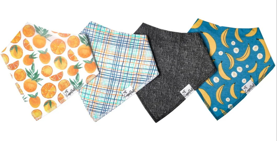 Copper Pearl Bandana Bibs 4-Pack Citrus