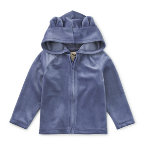 Tea Collection Bear Ears Velour Baby Hoodie Naval Blue