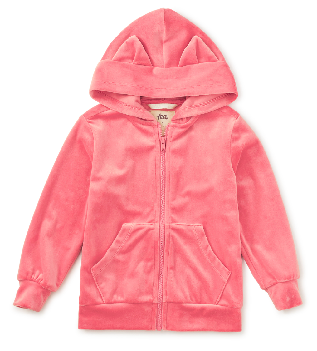 Tea Collection Cat Ears Velour Hoodie Mauveglow