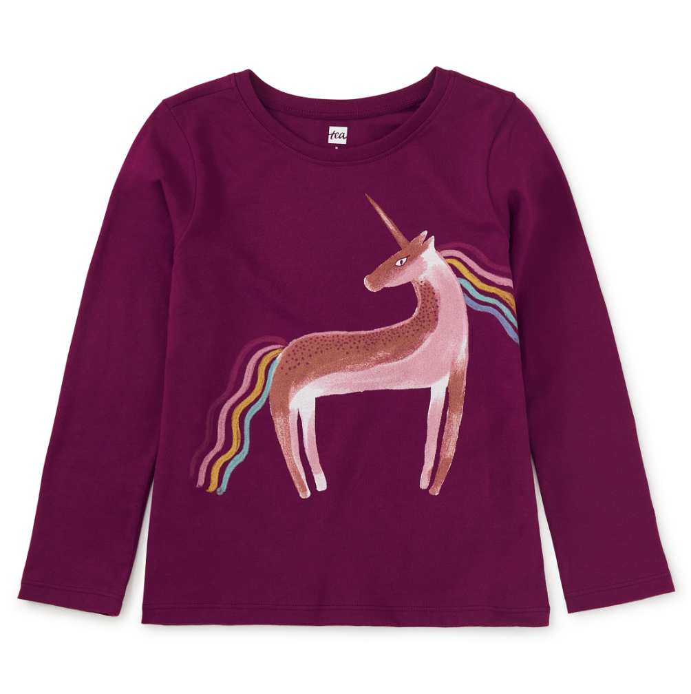 Tea Collection Rainbow Unicorn Graphic Tee Cosmic Berry