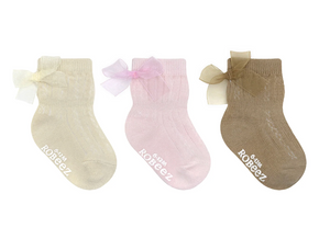 Robeez Marie's Cable Tops 3-Pack Baby Socks Neutral