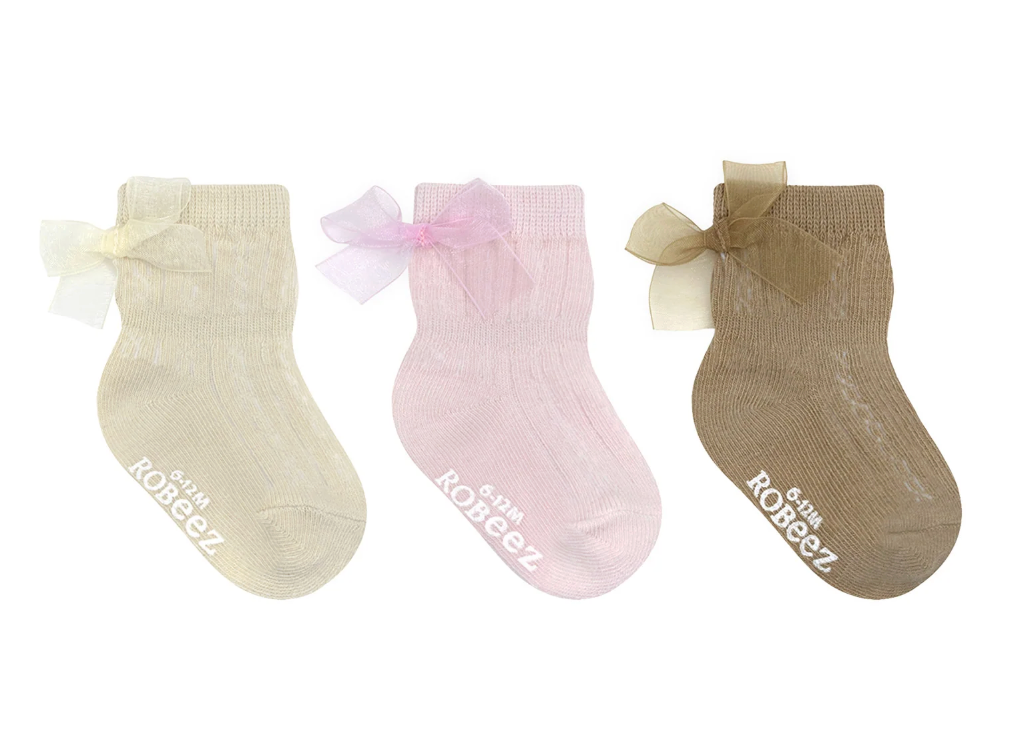 Robeez Marie's Cable Tops 3-Pack Baby Socks Neutral