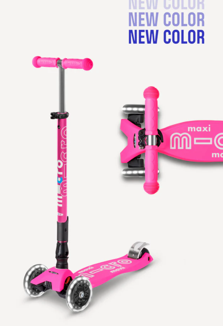 Micro Kickboard Maxi Deluxe Foldable LED Pink