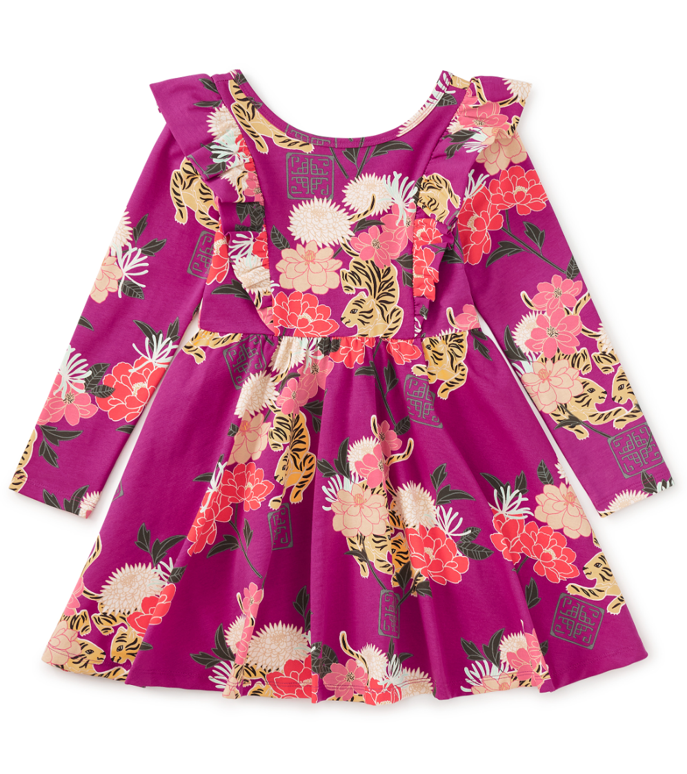 Tea Collection Ruffle Shoulder Ballet Dress Tiger & Peony
