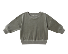 Load image into Gallery viewer, Quincy Mae Velour Relaxed Sweatshirt Forest
