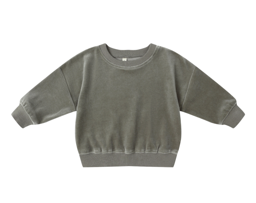 Quincy Mae Velour Relaxed Sweatshirt Forest