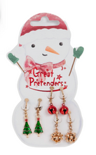 Load image into Gallery viewer, Great Pretenders Snowman Clip On Dangling Earrings
