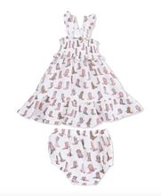 Load image into Gallery viewer, Angel Dear Smocked Ruffle Sundress &amp; Bloomer Cowgirl Boots
