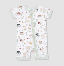 Load image into Gallery viewer, Angel Dear Shortie 2 Way Zipper Romper Cute Farm Animals Uni
