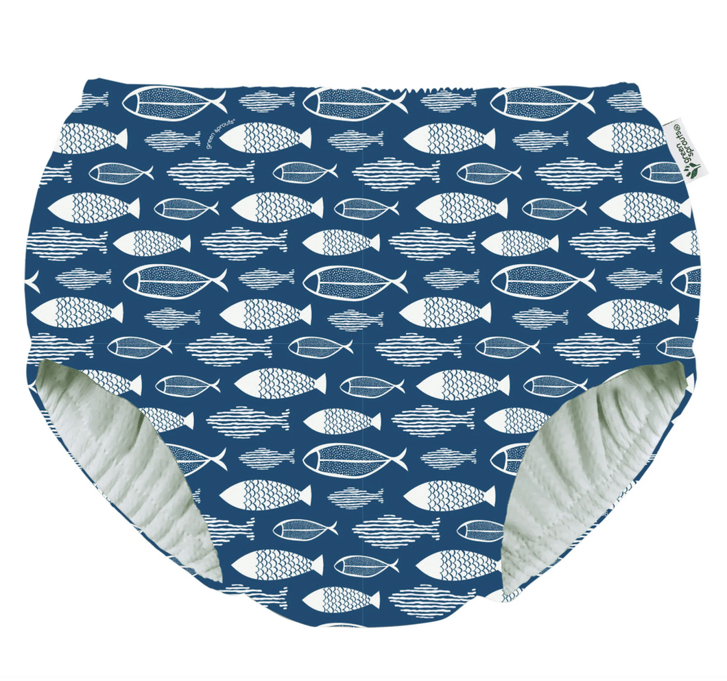 Green Sprouts Reusable Pull-Up Swim Diaper Blue Fish Size 6m – Silver ...