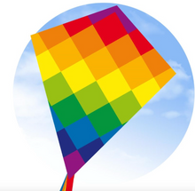 Load image into Gallery viewer, Ecoline Kids Rainbow Patchwork Diamond Kite 28" Ripstop Beach Kite
