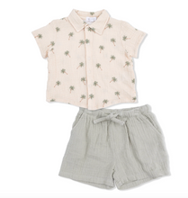 Load image into Gallery viewer, Angel Dear Polo Button Up with Casual Short Palm Trees
