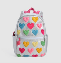 Load image into Gallery viewer, State Bags Metallic Kane Mini Backpack Happy Fuzzy Hearts
