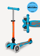 Load image into Gallery viewer, Micro Kickboard Mini Deluxe Foldable Neon Sunset Orange/Aqua LED
