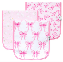 Laden Sie das Bild in den Galerie-Viewer, Copper Pearl Burp Cloths 3-Pack Bow My Gosh
