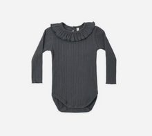 Load image into Gallery viewer, Rylee + Cru Ruffle Collar Bodysuit Midnight
