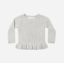 Load image into Gallery viewer, Quincy Mae Rib Knit Peplum Top Heathered Fog
