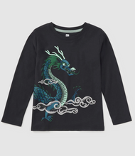 Laden Sie das Bild in den Galerie-Viewer, Tea Collection Dragon Double-Sided Graphic Tee - Jet Black
