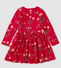 Load image into Gallery viewer, Tea Collection Long Sleeve Wrap Neck Dress Hollyhock Garden
