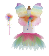 Load image into Gallery viewer, Great Pretenders Neon Rainbow Skirt, Wings &amp; Wand Set
