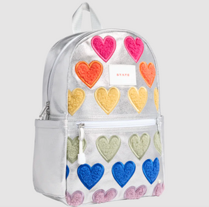 State Bags Metallic Kane Kids Travel Fuzzy Hearts