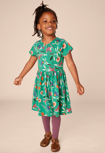 Tea Collection Short Sleeve Wrap Neck Dress Kilim Tulip