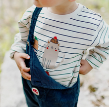 Load image into Gallery viewer, Souris Mini Cream Long Sleeved T-Shirt With Navy Stripes
