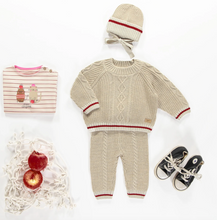 Load image into Gallery viewer, Souris Mini Beige Knitted Sweater Relax Fit With Wool Socks Effect Size 9-12m
