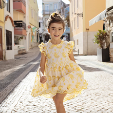 Load image into Gallery viewer, Pink Chicken Girls Cynthia Dress Bright Yellow Eyelet Size 6 Years
