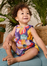 Load image into Gallery viewer, Tea Collection Peek-a-Boo Back Baby Romper Large Tropical Floral
