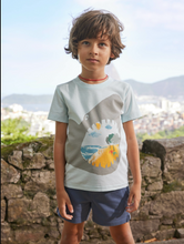 Load image into Gallery viewer, Tea Collection Shark Bite Beach Graphic Tee Blue Glow
