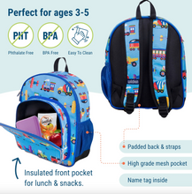 Load image into Gallery viewer, Wildkin Trains, Planes, &amp; Trucks 12 Inch Backpack
