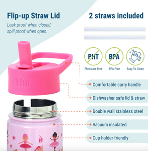 Wildkin Ballerina 14 oz Stainless Steel Water Bottler