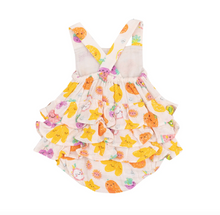 Load image into Gallery viewer, Angel Dear Ruffle Sunsuit Tropical Market Fruit

