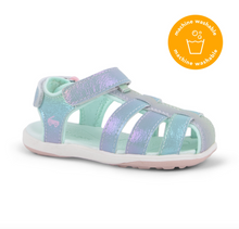 Load image into Gallery viewer, See Kai Run Paley II Silver Rainbows Size 9 Toddler
