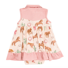 Load image into Gallery viewer, Angel Dear Cowboy Bodysuit Dress Western Horses Pink
