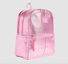 Load image into Gallery viewer, State Bags Metallic Kane Kids Double Pocket Pink/Silver
