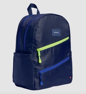 State Bags Ripstop Kane Double Pocket Navy Diagonal Zipper
