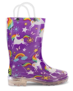 Western Chief Rainbow Unicorn Lighted Rain Boot Purple