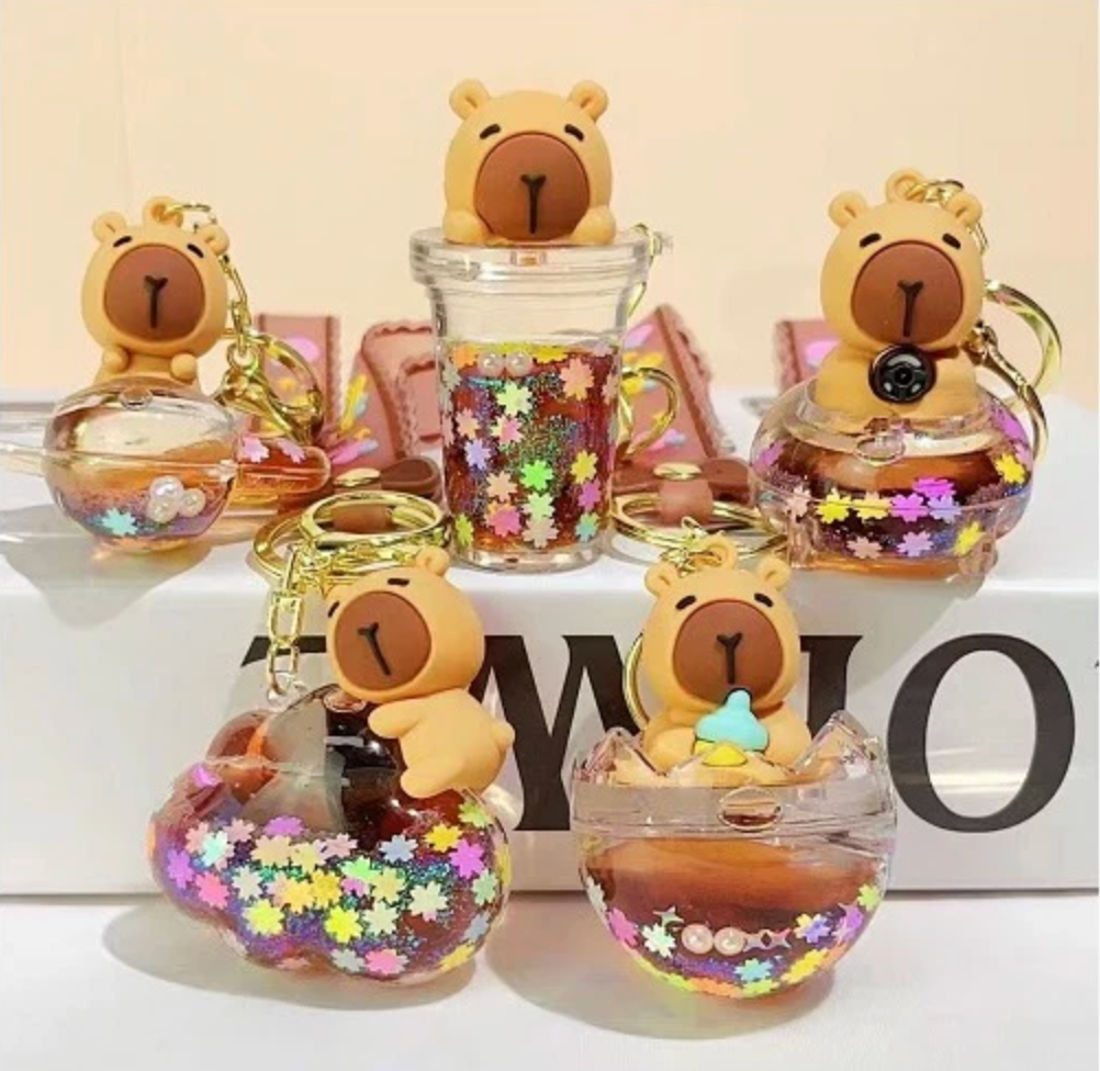 Capybara Sparkle Floaty Key Charm