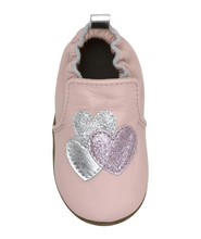 Load image into Gallery viewer, Robeez Heart Sparkle Soft Soles Pastel Pink
