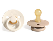 Load image into Gallery viewer, Itzy Ritzy Soother 2 Pack Natural Rubber Pacifier 0-6M Coconut &amp; Toast
